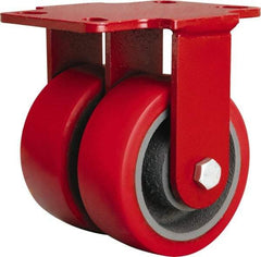 Hamilton - 5" Diam x 2" Wide x 6-3/4" OAH Top Plate Mount Rigid Caster - Polyurethane Mold onto Cast Iron Center, 2,500 Lb Capacity, Sealed Precision Ball Bearing, 4-1/2 x 6-1/2" Plate - Apex Tool & Supply