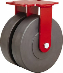 Hamilton - 8" Diam x 2" Wide x 9-3/4" OAH Top Plate Mount Rigid Caster - Nylon, 2,000 Lb Capacity, Sealed Precision Ball Bearing, 4-1/2 x 6-1/2" Plate - Apex Tool & Supply