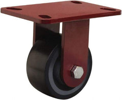 Hamilton - 4" Diam x 2" Wide x 5-5/8" OAH Top Plate Mount Rigid Caster - Polyurethane Mold onto Cast Iron Center, 975 Lb Capacity, Sealed Precision Ball Bearing, 4-1/2 x 6-1/2" Plate - Apex Tool & Supply