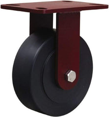 Hamilton - 6" Diam x 2" Wide x 7-3/4" OAH Top Plate Mount Rigid Caster - Nylon, 2,000 Lb Capacity, Sealed Precision Ball Bearing, 4-1/2 x 6-1/2" Plate - Apex Tool & Supply