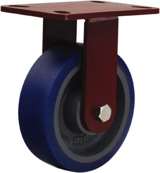 Hamilton - 6" Diam x 2" Wide x 7-1/2" OAH Top Plate Mount Rigid Caster - Polyurethane, 1,620 Lb Capacity, Sealed Precision Ball Bearing, 4 x 5" Plate - Apex Tool & Supply