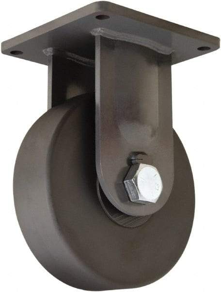 Hamilton - 10" Diam x 3" Wide x 13" OAH Top Plate Mount Rigid Caster - Nylon, 8,200 Lb Capacity, Precision Roller Ball Bearing, 8-1/2 x 8-1/2" Plate - Apex Tool & Supply