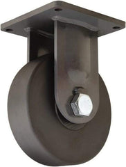 Hamilton - 10" Diam x 3" Wide x 13" OAH Top Plate Mount Rigid Caster - Nylon, 8,200 Lb Capacity, Precision Roller Ball Bearing, 8-1/2 x 8-1/2" Plate - Apex Tool & Supply