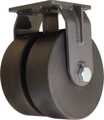 Hamilton - 12" Diam x 4" Wide x 15-1/2" OAH Top Plate Mount Dual Rigid Caster - Nylon, 16,000 Lb Capacity, Sealed Precision Ball Bearing, 8-1/2 x 8-1/2" Plate - Apex Tool & Supply