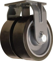 Hamilton - 12" Diam x 4" Wide x 15-1/2" OAH Top Plate Mount Dual Rigid Caster - Polyurethane Mold on Forged Steel, 15,600 Lb Capacity, Tapered Roller Bearing, 8-1/2 x 8-1/2" Plate - Apex Tool & Supply