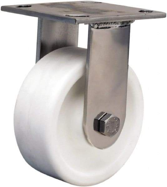 Hamilton - 5" Diam x 2" Wide x 6-1/2" OAH Top Plate Mount Rigid Caster - Polyolefin, 650 Lb Capacity, Delrin Bearing, 3-3/4 x 4-1/2" Plate - Apex Tool & Supply