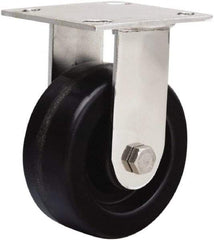 Hamilton - 5" Diam x 2" Wide x 6-1/2" OAH Top Plate Mount Rigid Caster - Phenolic, 800 Lb Capacity, Delrin Bearing, 3-3/4 x 4-1/2" Plate - Apex Tool & Supply