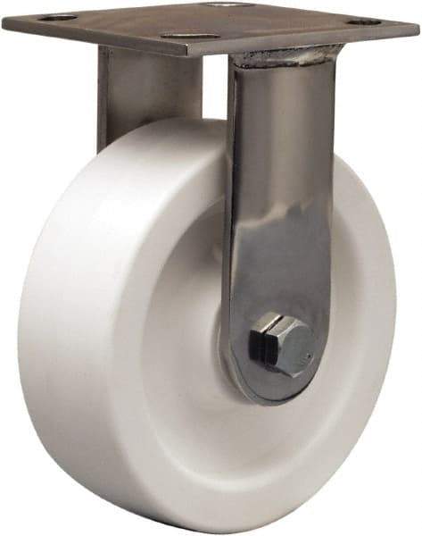 Hamilton - 6" Diam x 2" Wide x 7-1/2" OAH Top Plate Mount Rigid Caster - Polyolefin, 750 Lb Capacity, Delrin Bearing, 4 x 4-1/2" Plate - Apex Tool & Supply