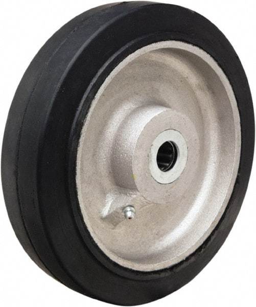 Hamilton - 8 Inch Diameter x 2 Inch Wide, Rubber on Aluminum Caster Wheel - 500 Lb. Capacity, 2-1/4 Inch Hub Length, 3/4 Inch Axle Diameter, Straight Roller Bearing - Apex Tool & Supply