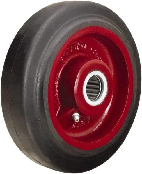 Hamilton - 7 Inch Diameter x 2 Inch Wide, Rubber on Cast Iron Caster Wheel - 450 Lb. Capacity, 2-1/4 Inch Hub Length, 1 Inch Axle Diameter, Straight Roller Bearing - Apex Tool & Supply