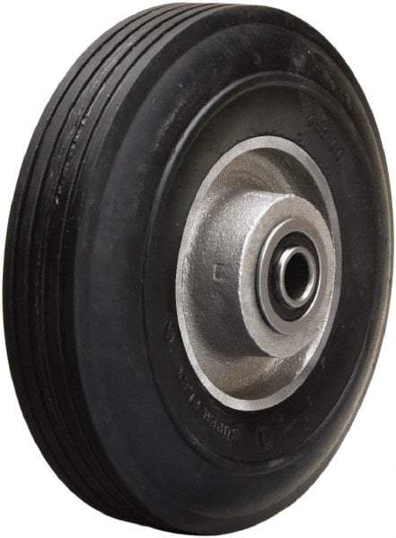 Hamilton - 6 Inch Diameter x 2 Inch Wide, Rubber on Aluminum Caster Wheel - 300 Lb. Capacity, 2-1/4 Inch Hub Length, 1/2 Inch Axle Diameter, Precision Ball Bearing - Apex Tool & Supply