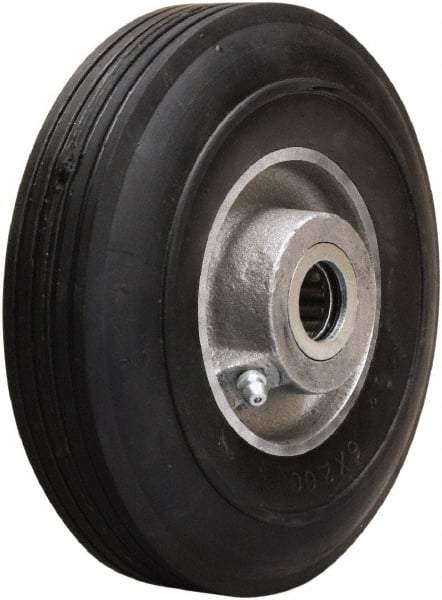 Hamilton - 6 Inch Diameter x 2 Inch Wide, Rubber on Aluminum Caster Wheel - 300 Lb. Capacity, 2-1/4 Inch Hub Length, 3/4 Inch Axle Diameter, Straight Roller Bearing - Apex Tool & Supply