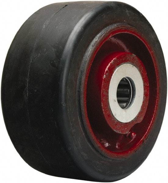 Hamilton - 6 Inch Diameter x 3 Inch Wide, Rubber on Cast Iron Caster Wheel - 680 Lb. Capacity, 3-1/4 Inch Hub Length, 1-1/4 Inch Axle Diameter, Straight Roller Bearing - Apex Tool & Supply