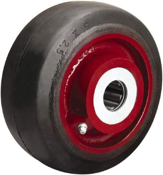 Hamilton - 6 Inch Diameter x 2-1/2 Inch Wide, Rubber on Cast Iron Caster Wheel - 540 Lb. Capacity, 3-1/4 Inch Hub Length, 1 Inch Axle Diameter, Straight Roller Bearing - Apex Tool & Supply