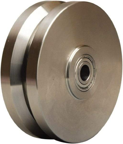Hamilton - 6 Inch Diameter x 2 Inch Wide, Stainless Steel Caster Wheel - 950 Lb. Capacity, 2-1/4 Inch Hub Length, 3/4 Inch Axle Diameter, Plain Bore Bearing - Apex Tool & Supply