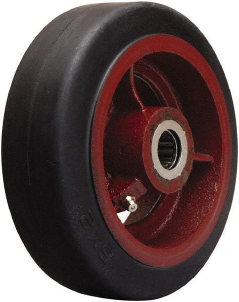 Hamilton - 6 Inch Diameter x 2 Inch Wide, Rubber on Cast Iron Caster Wheel - 410 Lb. Capacity, 2-1/4 Inch Hub Length, 1-7/16 Inch Axle Diameter, Plain Bore Bearing - Apex Tool & Supply