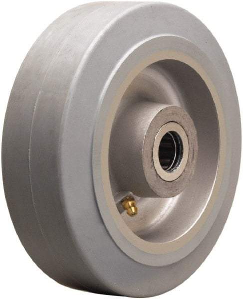 Hamilton - 6 Inch Diameter x 2 Inch Wide, Rubber on Aluminum Caster Wheel - 410 Lb. Capacity, 2-1/4 Inch Hub Length, 3/4 Inch Axle Diameter, Straight Roller Bearing - Apex Tool & Supply