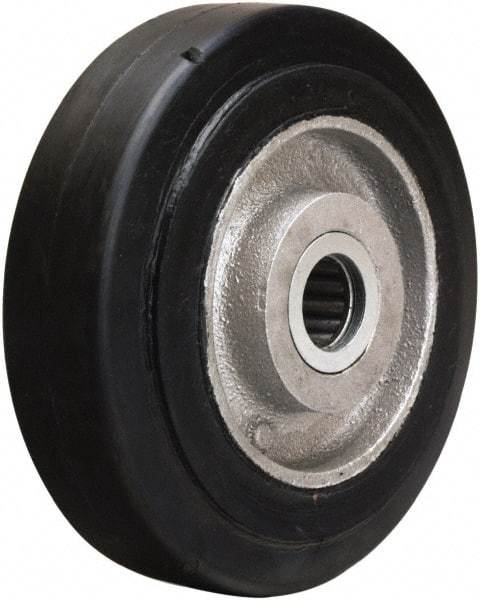 Hamilton - 5 Inch Diameter x 1-1/2 Inch Wide, Rubber on Aluminum Caster Wheel - 240 Lb. Capacity, 1-3/4 Inch Hub Length, 3/4 Inch Axle Diameter, Straight Roller Bearing - Apex Tool & Supply