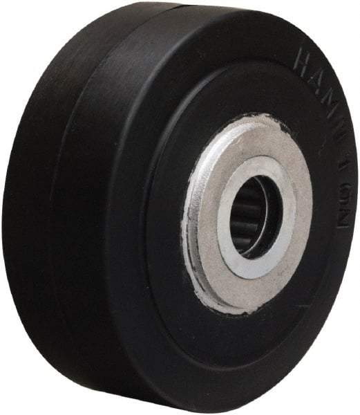 Hamilton - 4 Inch Diameter x 1-1/2 Inch Wide, Rubber on Aluminum Caster Wheel - 200 Lb. Capacity, 1-3/4 Inch Hub Length, 5/8 Inch Axle Diameter, Straight Roller Bearing - Apex Tool & Supply