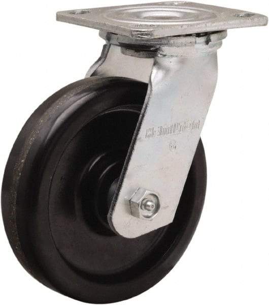 Hamilton - 6" Diam x 1-1/2" Wide x 7-1/2" OAH Top Plate Mount Swivel Caster - Phenolic, 550 Lb Capacity, Straight Roller Bearing, 4 x 4-1/2" Plate - Apex Tool & Supply
