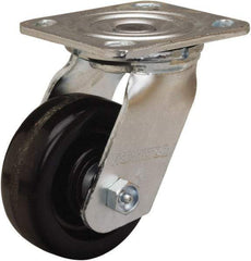 Hamilton - 4" Diam x 1-1/2" Wide x 5-5/8" OAH Top Plate Mount Swivel Caster - Phenolic, 550 Lb Capacity, Straight Roller Bearing, 4 x 4-1/2" Plate - Apex Tool & Supply