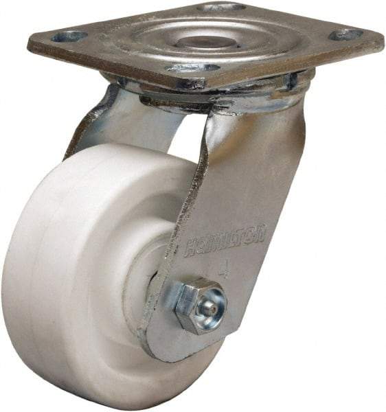 Hamilton - 4" Diam x 1-1/2" Wide x 5-5/8" OAH Top Plate Mount Swivel Caster - Polyolefin, 400 Lb Capacity, Delrin Bearing, 4 x 4-1/2" Plate - Apex Tool & Supply