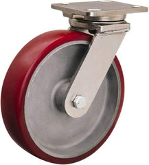 Hamilton - 8" Diam x 2" Wide x 9-1/2" OAH Top Plate Mount Swivel Caster - Polyolefin, 900 Lb Capacity, Delrin Bearing, 4 x 5" Plate - Apex Tool & Supply