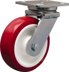 Hamilton - 6" Diam x 2" Wide x 7-1/2" OAH Top Plate Mount Swivel Caster - Polyurethane Mold on Polypropylene, 1,000 Lb Capacity, Delrin Bearing, 4 x 5" Plate - Apex Tool & Supply
