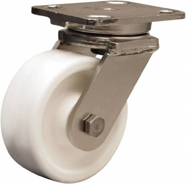 Hamilton - 5" Diam x 2" Wide x 6-1/2" OAH Top Plate Mount Swivel Caster - Polyolefin, 650 Lb Capacity, Delrin Bearing, 4 x 5" Plate - Apex Tool & Supply