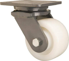 Hamilton - 4" Diam x 2" Wide x 5-5/8" OAH Top Plate Mount Swivel Caster - Nylon, Sealed Precision Ball Bearing, 4 x 5" Plate - Apex Tool & Supply