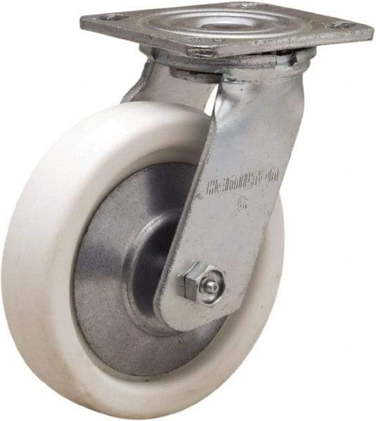 Hamilton - 6" Diam x 1-1/2" Wide x 7-1/2" OAH Top Plate Mount Swivel Caster - Polyolefin, 525 Lb Capacity, Delrin Bearing, 4 x 4-1/2" Plate - Apex Tool & Supply