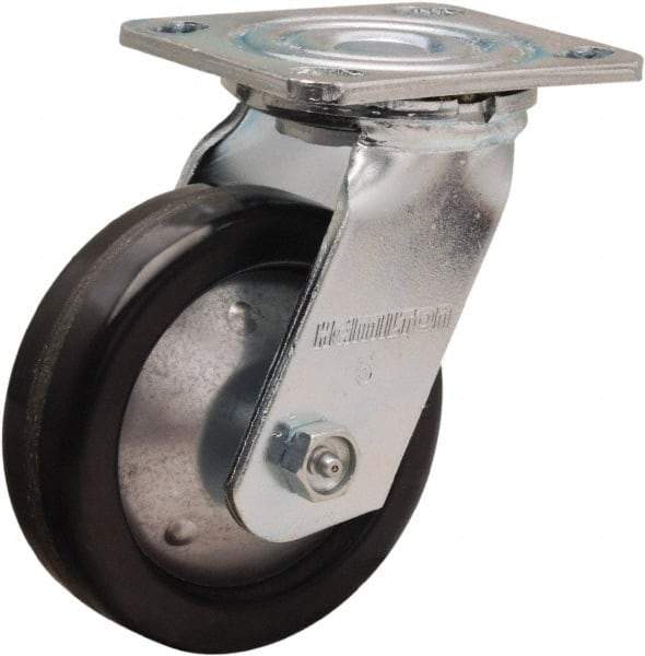 Hamilton - 5" Diam x 1-1/2" Wide x 6-1/2" OAH Top Plate Mount Swivel Caster - Phenolic, 600 Lb Capacity, Straight Roller Bearing, 4 x 4-1/2" Plate - Apex Tool & Supply