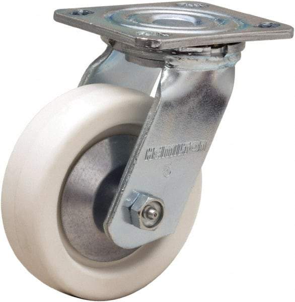 Hamilton - 5" Diam x 1-1/2" Wide x 6-1/2" OAH Top Plate Mount Swivel Caster - Polyolefin, 400 Lb Capacity, Delrin Bearing, 4 x 4-1/2" Plate - Apex Tool & Supply