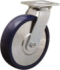 Hamilton - 8" Diam x 2" Wide x 9-1/2" OAH Top Plate Mount Swivel Caster - Polyurethane, 900 Lb Capacity, Sealed Precision Ball Bearing, 4 x 4-1/2" Plate - Apex Tool & Supply