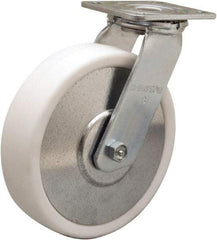 Hamilton - 8" Diam x 2" Wide x 9-1/2" OAH Top Plate Mount Swivel Caster - Polyolefin, 900 Lb Capacity, Delrin Bearing, 4 x 4-1/2" Plate - Apex Tool & Supply