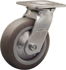 Hamilton - 6" Diam x 2" Wide x 7-1/2" OAH Top Plate Mount Swivel Caster - Rubber Mold on Polyolefin, 410 Lb Capacity, Straight Roller Bearing, 4 x 4-1/2" Plate - Apex Tool & Supply