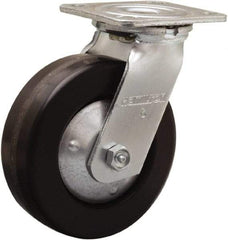 Hamilton - 6" Diam x 2" Wide x 7-1/2" OAH Top Plate Mount Swivel Caster - Phenolic, 900 Lb Capacity, Straight Roller Bearing, 4 x 4-1/2" Plate - Apex Tool & Supply