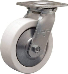 Hamilton - 6" Diam x 2" Wide x 7-1/2" OAH Top Plate Mount Swivel Caster - Polyolefin, 750 Lb Capacity, Delrin Bearing, 4 x 4-1/2" Plate - Apex Tool & Supply