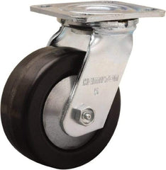 Hamilton - 5" Diam x 2" Wide x 6-1/2" OAH Top Plate Mount Swivel Caster - Phenolic, 900 Lb Capacity, Straight Roller Bearing, 4 x 4-1/2" Plate - Apex Tool & Supply