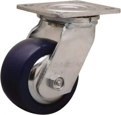 Hamilton - 4" Diam x 2" Wide x 5-5/8" OAH Top Plate Mount Swivel Caster - Polyurethane, 750 Lb Capacity, Straight Roller Bearing, 4 x 4-1/2" Plate - Apex Tool & Supply