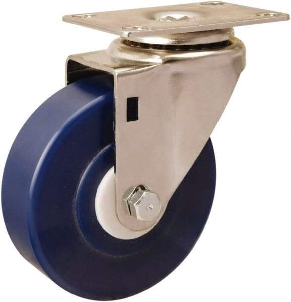 Hamilton - 4" Diam x 1-1/4" Wide x 5-1/8" OAH Top Plate Mount Swivel Caster - Polyurethane, 325 Lb Capacity, Delrin Bearing, 2-3/8 x 3-5/8" Plate - Apex Tool & Supply