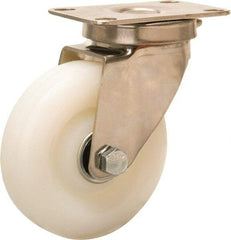 Hamilton - 4" Diam x 1-1/4" Wide x 5-1/8" OAH Top Plate Mount Swivel Caster - Nylon, 325 Lb Capacity, Plain Bore Bearing, 2-3/8 x 3-5/8" Plate - Apex Tool & Supply