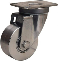 Hamilton - 3" Diam x 1-3/8" Wide x 4-5/8" OAH Top Plate Mount Swivel Caster - Forged Steel, 325 Lb Capacity, Stainless Steel Precision Ball Bearing, 2-3/8 x 3-5/8" Plate - Apex Tool & Supply