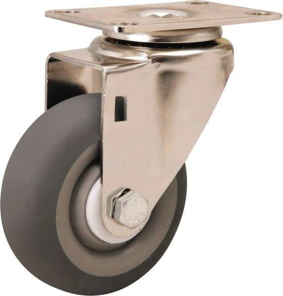 Hamilton - 3-1/2" Diam x 1-3/8" Wide x 4-7/8" OAH Top Plate Mount Swivel Caster - Rubber Mold on Polyolefin, 240 Lb Capacity, Delrin Bearing, 2-3/8 x 3-5/8" Plate - Apex Tool & Supply