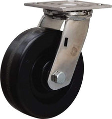Hamilton - 6" Diam x 2" Wide x 7-1/2" OAH Top Plate Mount Swivel Caster - Phenolic, 800 Lb Capacity, Delrin Bearing, 3-3/4 x 4-1/2" Plate - Apex Tool & Supply
