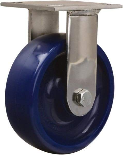 Hamilton - 6" Diam x 2" Wide x 7-1/2" OAH Top Plate Mount Rigid Caster - Polyurethane, 800 Lb Capacity, Delrin Bearing, 3-3/4 x 4-1/2" Plate - Apex Tool & Supply