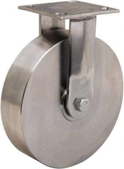 Hamilton - 8" Diam x 2" Wide x 9-1/2" OAH Top Plate Mount Rigid Caster - Forged Steel, 800 Lb Capacity, Delrin Bearing, 3-3/4 x 4-1/2" Plate - Apex Tool & Supply