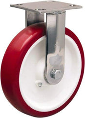 Hamilton - 8" Diam x 2" Wide x 9-1/2" OAH Top Plate Mount Rigid Caster - Polyurethane Mold on Polypropylene, 800 Lb Capacity, Delrin Bearing, 3-3/4 x 4-1/2" Plate - Apex Tool & Supply