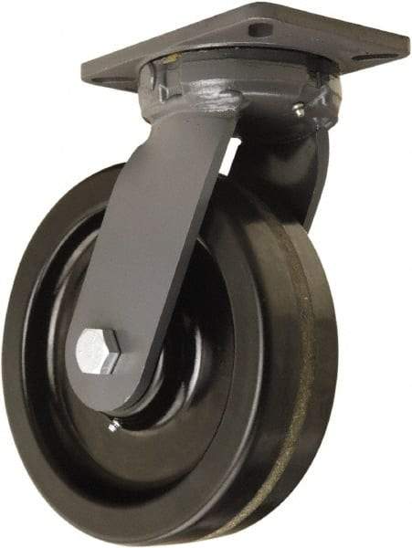 Hamilton - 10" Diam x 3" Wide x 12-1/2" OAH Top Plate Mount Swivel Caster - Phenolic, 2,900 Lb Capacity, Tapered Roller Bearing, 5-1/4 x 7-1/4" Plate - Apex Tool & Supply