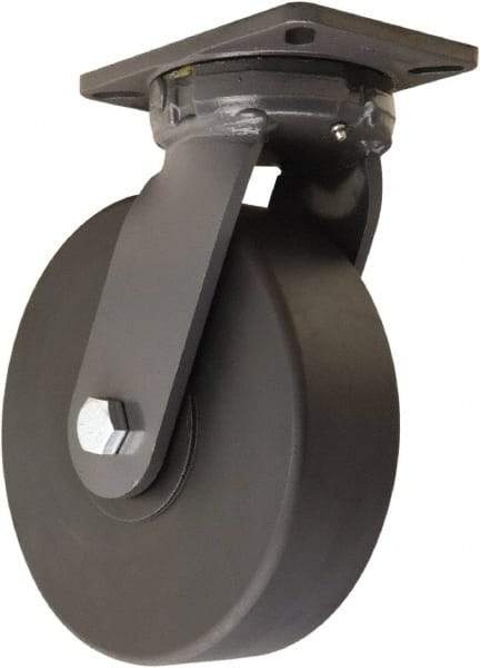 Hamilton - 10" Diam x 3" Wide x 12-1/2" OAH Top Plate Mount Swivel Caster - Nylon, 5,000 Lb Capacity, Precision Ball Bearing, 5-1/4 x 7-1/4" Plate - Apex Tool & Supply